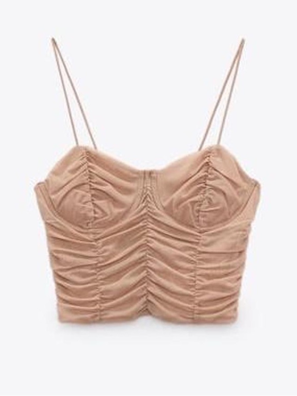 Zara Women’s Beige Ruched Sleeveless Corset Top, Size Large - Picture 2 of 6